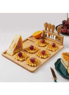 Garlo Bamboo Cheese Board Set, Charcuterie Platter and Serving Meat Board Including 4 Stainless Steel Knife and Serving Utensils, Unique Gifts for, Wedding Birthday Anniversary  - Image 2