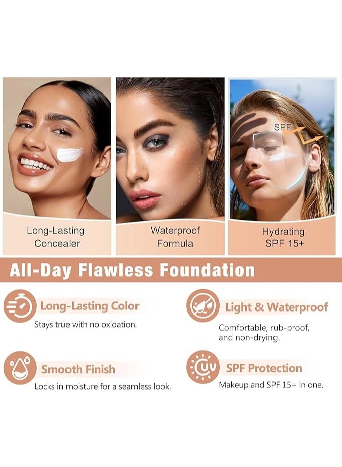 كريم أساس ومخفي عيوب متغير اللون، سائل مكياج خالٍ من العيوب مع عامل حماية SPF 45 - Image 3