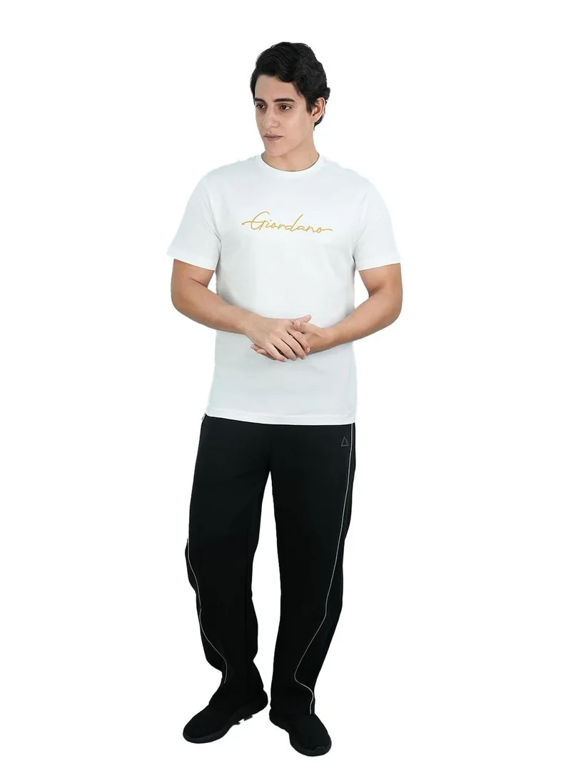 GIORDANO Men's Slim Fit Cotton Signature Print Tee