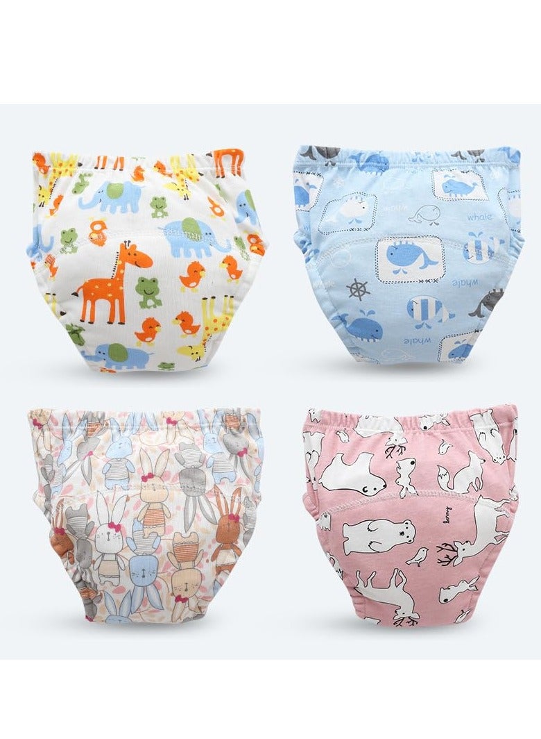 4 Piece Potty Training Underwear, 6 Layers Breathable Cotton Absorbent Trainer Pants for Toddler Baby Boys Girls Waterproof - Image 1