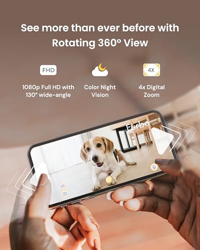 Furbo كاميرا الكلاب Furbo 360°: كاميرا أمان للحيوانات الأليفة مع تنبيهات النباح، عرض دوار، رمي المكافآت مع تطبيق الهاتف، مراقبة الجراء في المنزل، مكبر صوت ثنائي الاتجاه، لا حاجة للاشتراك. ميزات الرؤية، التحدث، والرمي القياسية. - Image 2