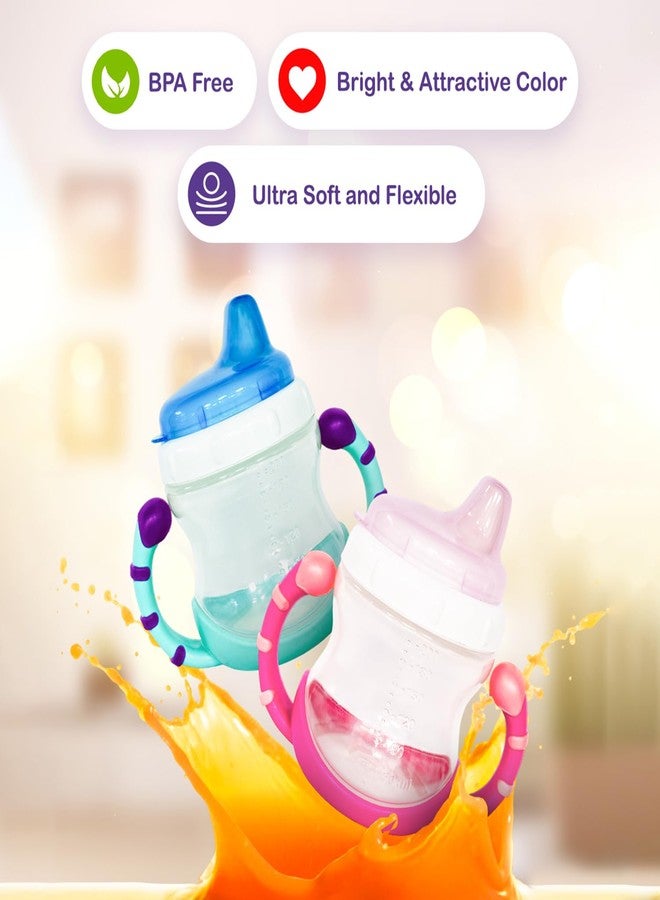 Kidbea Baby Feeding Sipper Cup Bottle | 200ml Wide Neck, Soft Silicone Spout, Anti-Spill, Dual Grip Handles & BPA Free | for Babies 3 Months+ (Blue) - Image 2