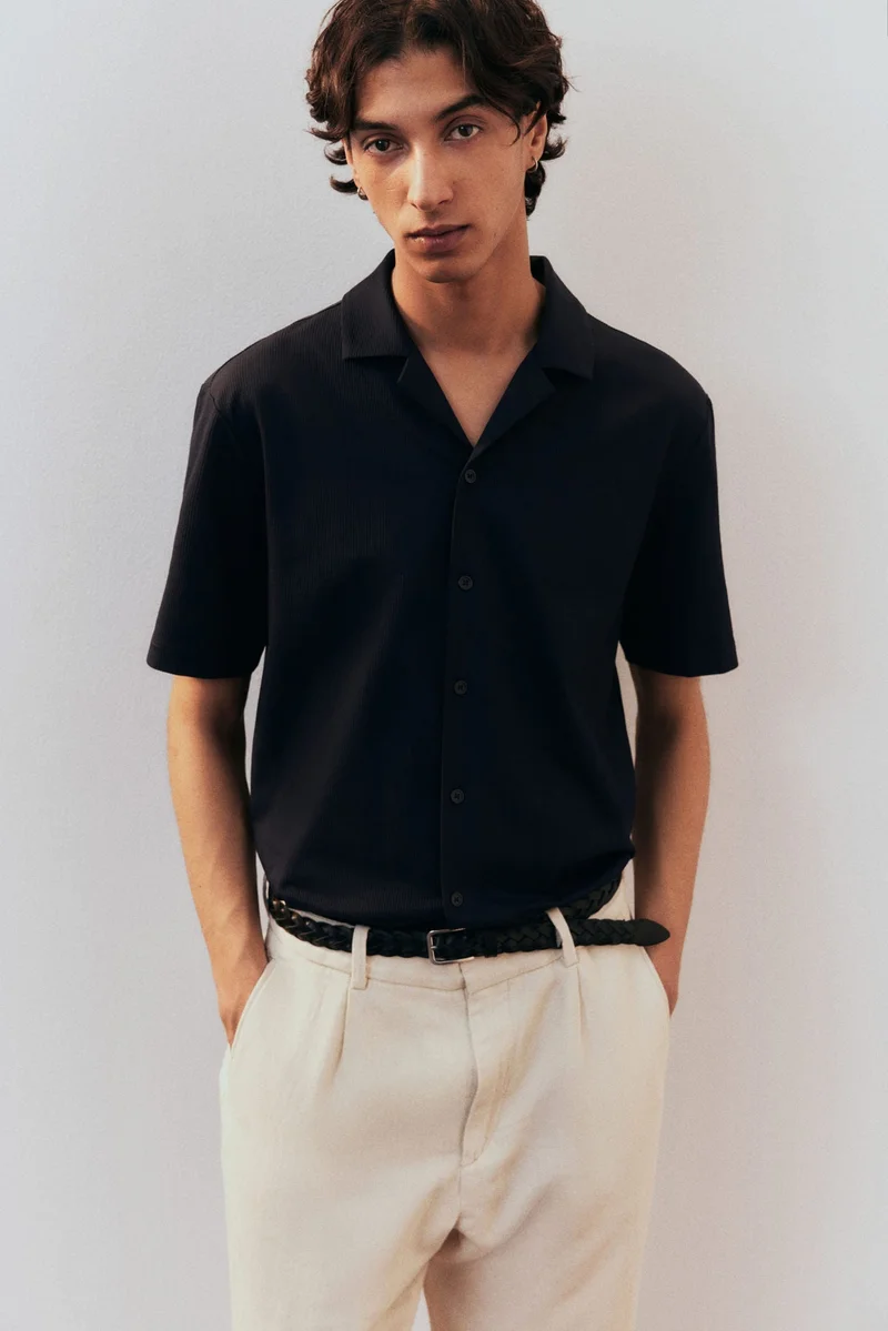 H&M Regular Fit Ribbed resort shirt