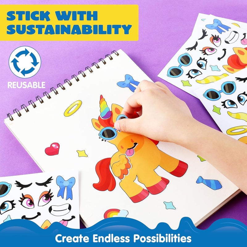 JOYIN 24 Sheets 9"x6" Make a face Stickers for Kids, Make Your Own Monster Unicorn Stickers, Party Favors Kids Crafts, Goodie Bags Stuffers Classroom Activities - Image 5