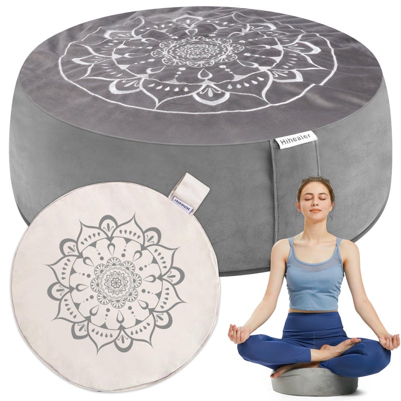 Hihealer Hihealer Meditation Cushion Traditional Tibetan Meditation Pillow Velvet Cover  Large Floor Cushion Seating for Adults  Yoga Buckwheat Bolster for WomenMoms