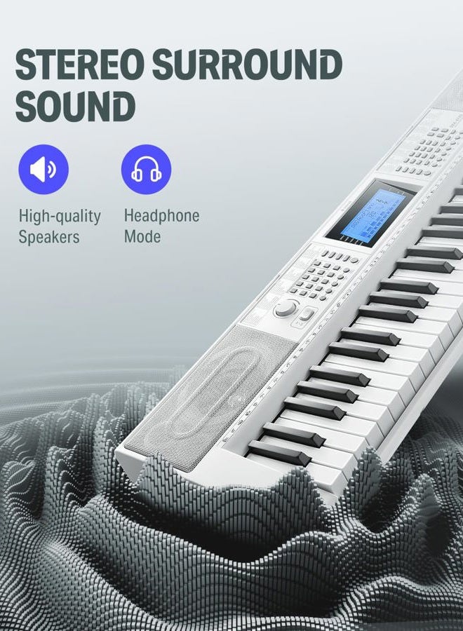 Donner 61 Keys Piano Keyboard, Electric Keyboard Kit with 249 Voices, 249 Rhythms, Includes Piano Stand, Stool, Microphone, Beginner Gift, White (DEK-610S) - Image 5