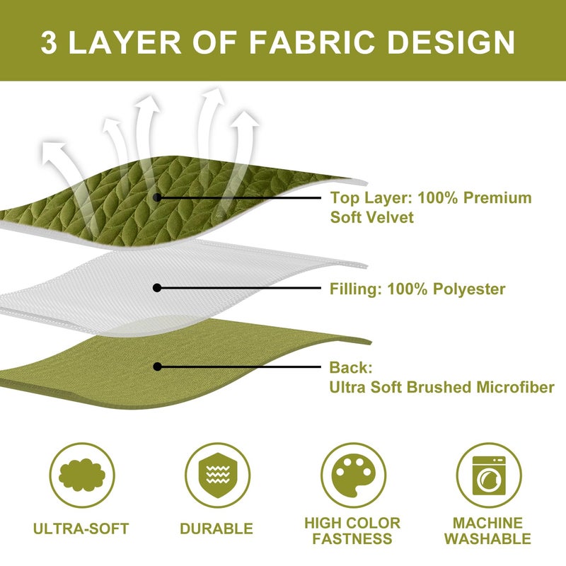 Ivellow Velvet Quilt King Size, Green Lightweight Bedspread Full Soft Reversible Coverlet for All Season 3Pcs Luxury Velvet Comforter with Brushed Microfiber Back Leaf Embroidered Quilted Bedding Set - Image 4