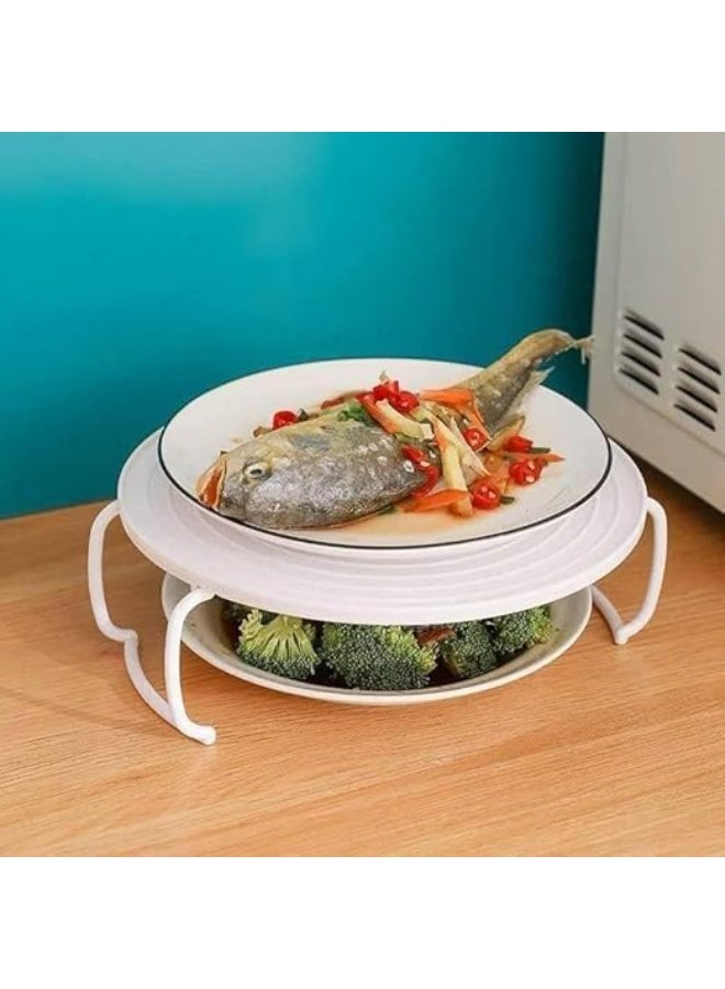 رف ميكروويف مقاوم للحرارة لتنظيم وتوسيع مساحة الميكروويف متعدد الاستخدام بشكل دائري متعدد الالوان - Image 5