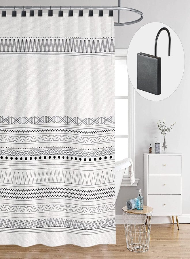 Sunlit Geometric Decorative Shower Curtain Hooks, Matte Square Geometric Black Shower Curtain Rings, Resin, Bathroom Decoration Boho Shower Curtain Hooks-12 Pack - Image 5