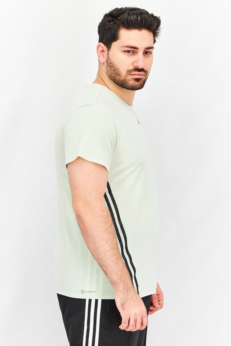 Adidas Men Sportswear Fit Essentials Vivid Training T-Shirts, Light Green/Black - Image 3