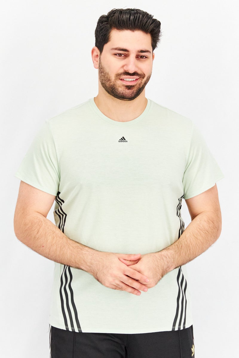 Adidas Men Sportswear Fit Essentials Vivid Training T-Shirts, Light Green/Black - Image 1