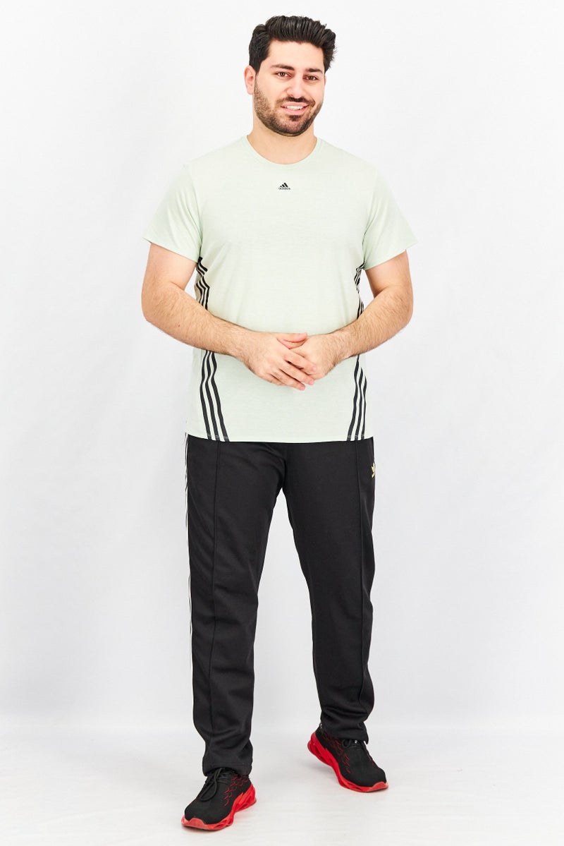 Adidas Men Sportswear Fit Essentials Vivid Training T-Shirts, Light Green/Black - Image 4