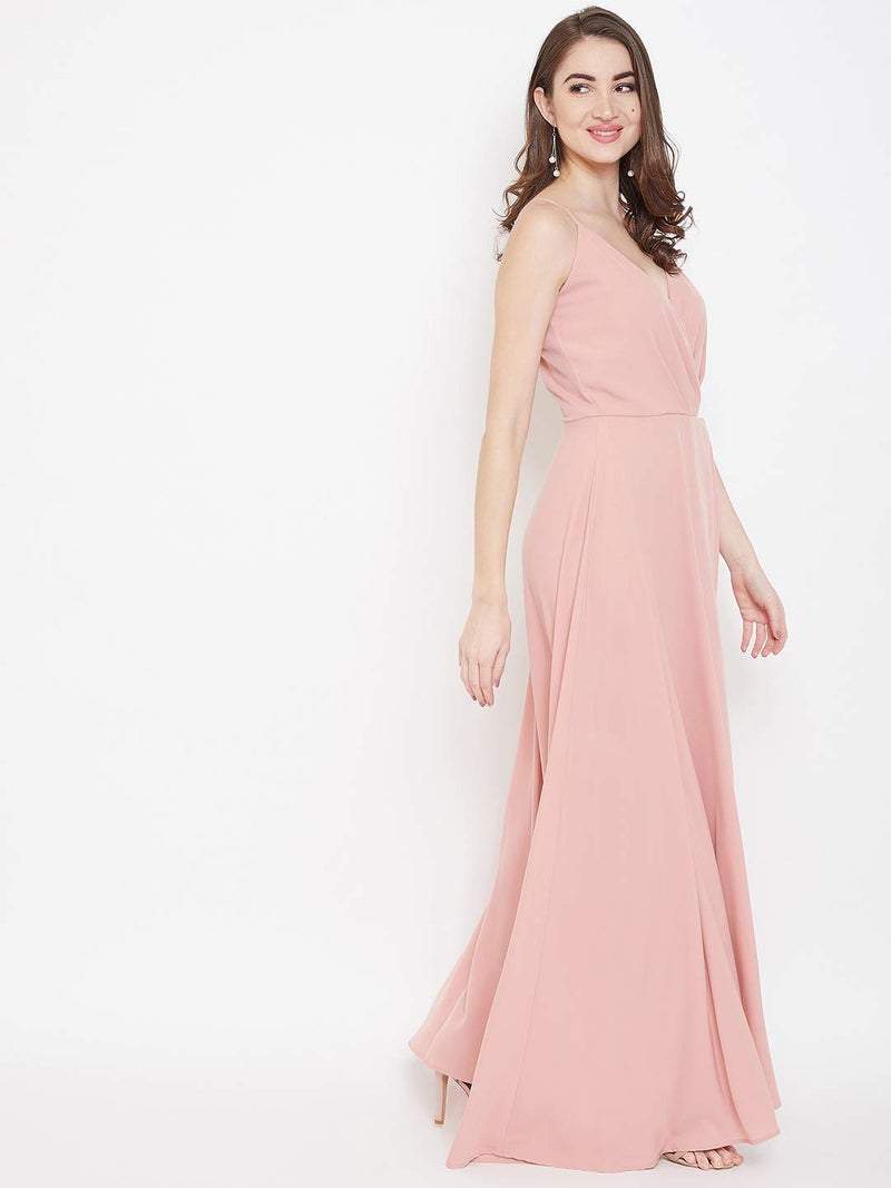 Berrylush Pink Front Slit Shoulder Strap Maxi Dress | Polyester - Image 5