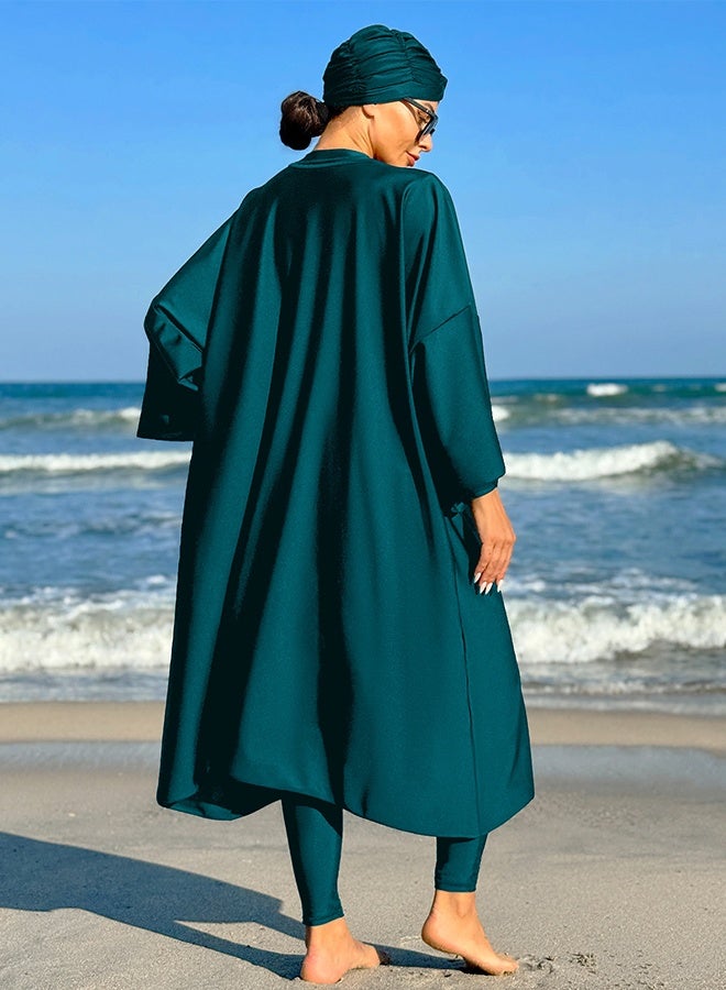JiuAn 3-piece Muslim Women Conservative Swimwear Set Long Sleeve Comfortable and Sun Protection Beach Wear Summer Lightweight Swimsuit - Image 5