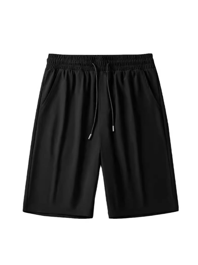 Mens Casual Shorts Summer Thin Sports [straight tribute tweed shorts] pure black 