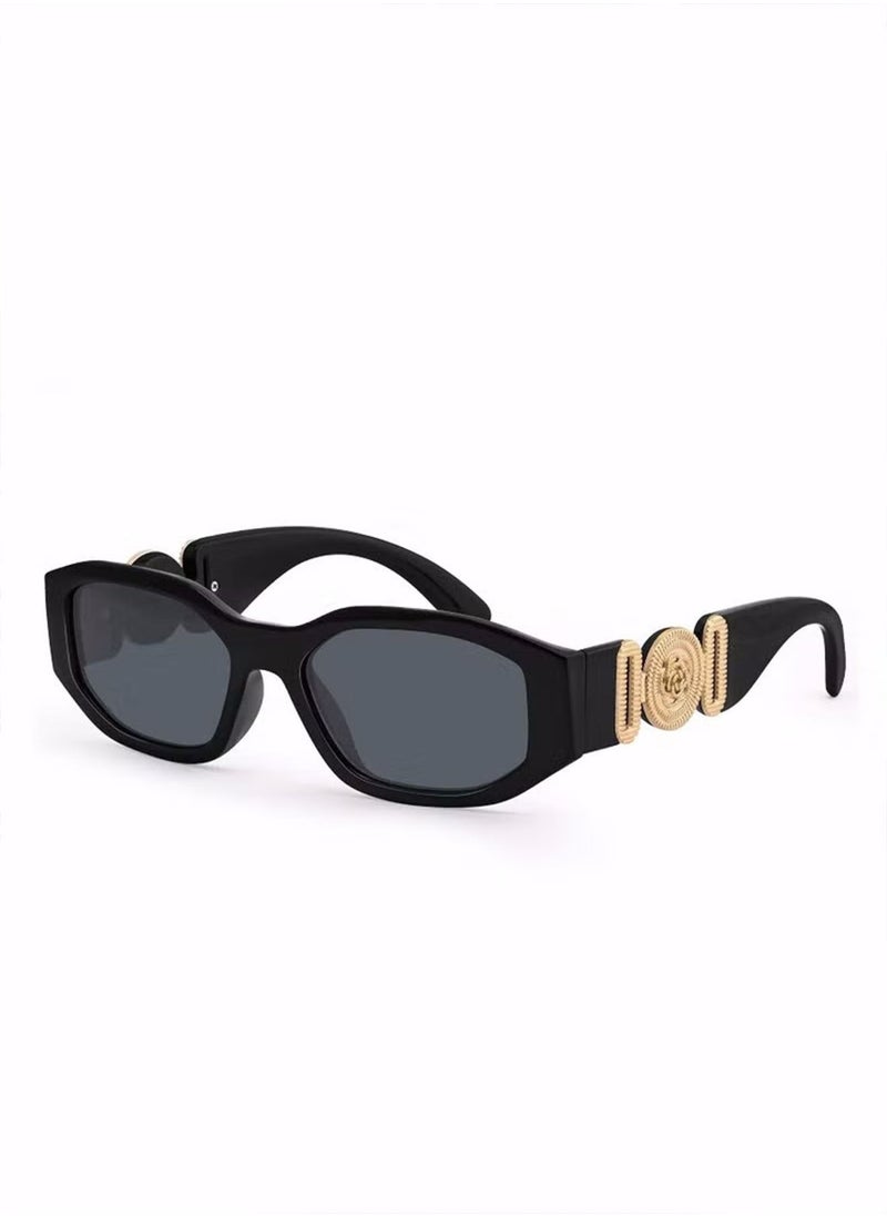 Generic - Polarized Sunglasses for Women, Irregular Rectangle Sunglasses Classic Round Sunglasses Trendy Vintage Design UV Protection Small Sun Glasses Black - Image 1