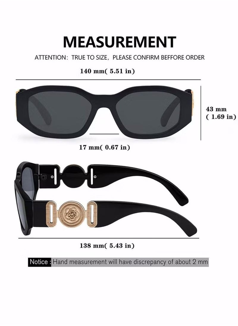 Generic - Polarized Sunglasses for Women, Irregular Rectangle Sunglasses Classic Round Sunglasses Trendy Vintage Design UV Protection Small Sun Glasses Black - Image 1