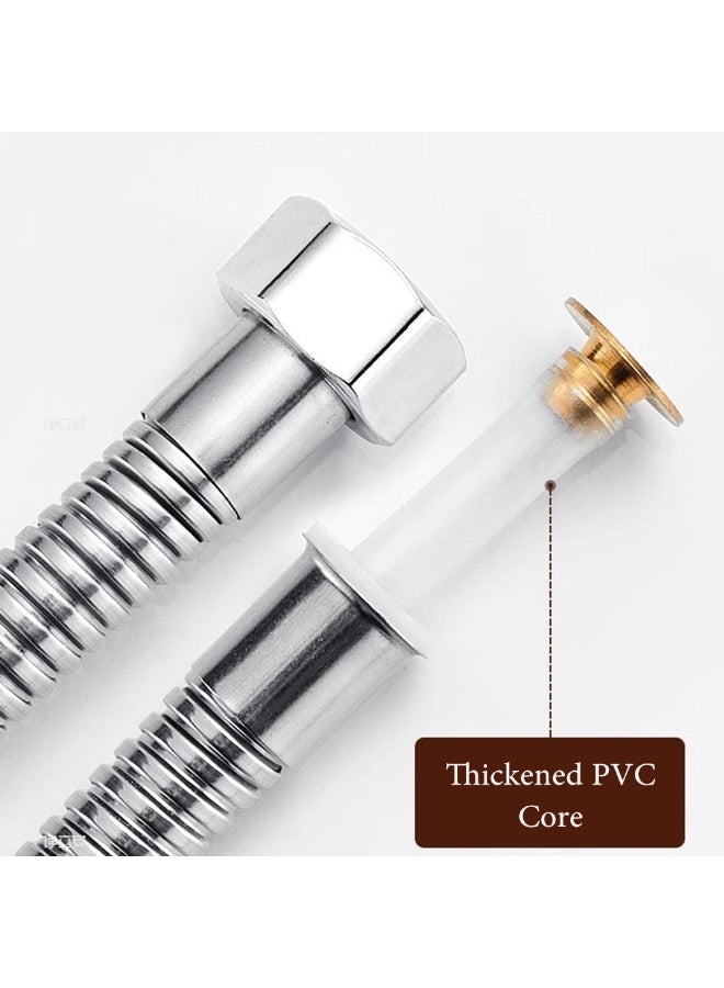 خرطوم دش يدوي من الفولاذ المقاوم للصدأ 2M مع إدراج النحاس والمكسر أنبوب استبدال رأس دش مرن وطويل - Image 4