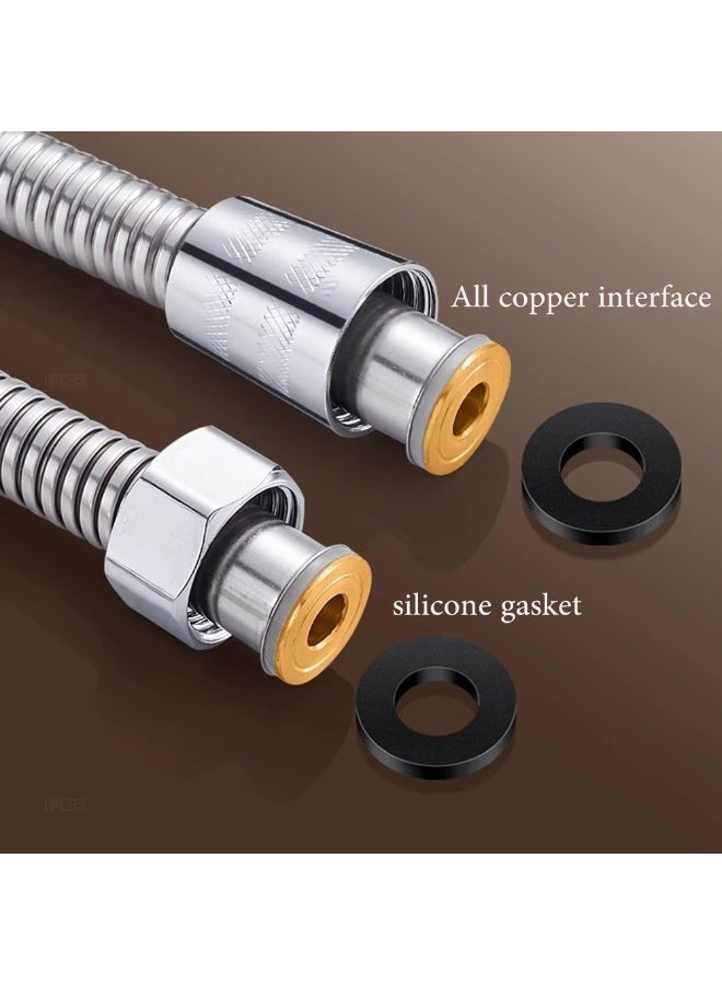 خرطوم دش يدوي من الفولاذ المقاوم للصدأ 2M مع إدراج النحاس والمكسر أنبوب استبدال رأس دش مرن وطويل - Image 3