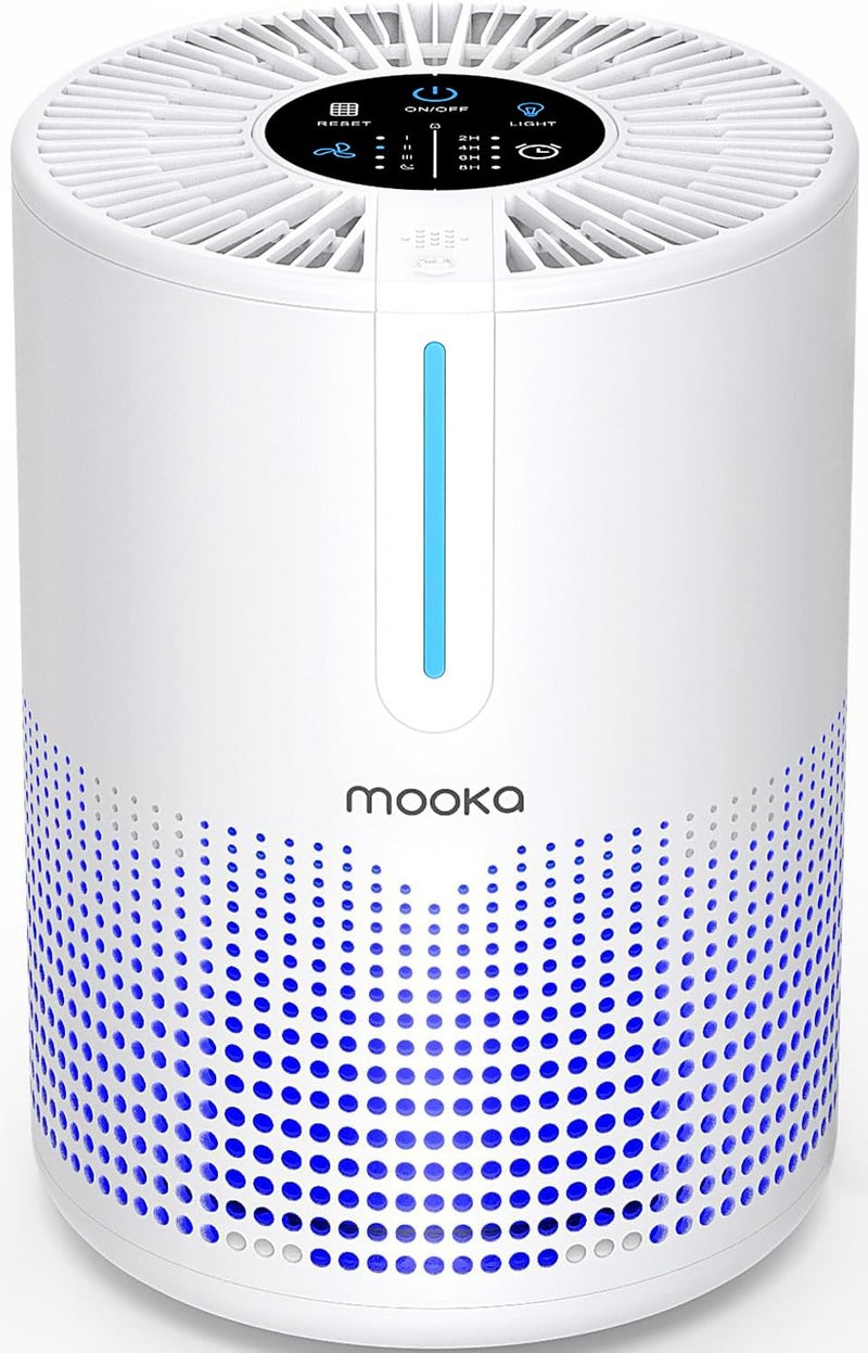 Mooka Air Purifiers for Bedroom Home 430 Sq.Ft, MOOKA H13 HEPA Filter Small Portable Air Purifier with USB Cable Fragrance Sponge for Smokers Pollen Pets Dust Odors, Desktop Air Cleaner for Car RV, M01 - Image 1
