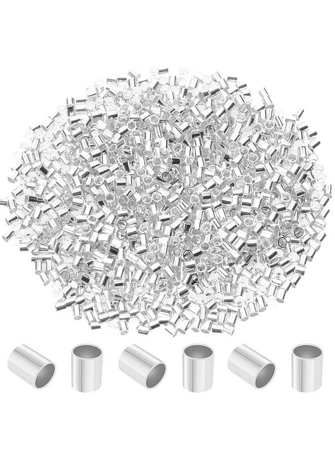 La Jolie Jasmin 500 Pieces Crimp Tube Beads 5 Colors Plated Brass Tube Beads Column Stoppers To Secure The Ends Of Jewelry Strings, Crimping Tube Accessories For Diy Jewelry Making Ornament (2X2Mm) (Silver) - Image 1