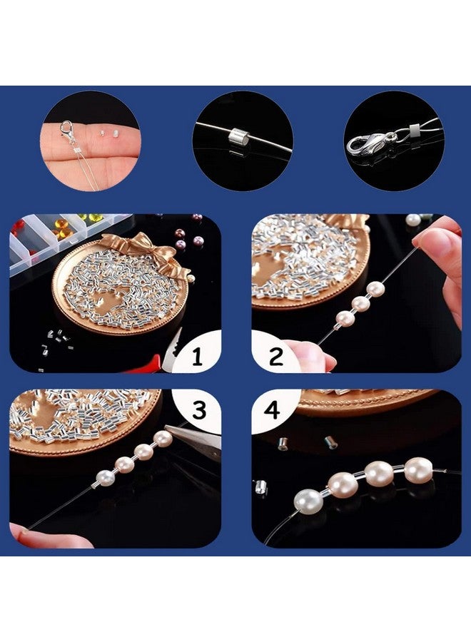 La Jolie Jasmin 500 Pieces Crimp Tube Beads 5 Colors Plated Brass Tube Beads Column Stoppers To Secure The Ends Of Jewelry Strings, Crimping Tube Accessories For Diy Jewelry Making Ornament (2X2Mm) (Silver) - Image 3