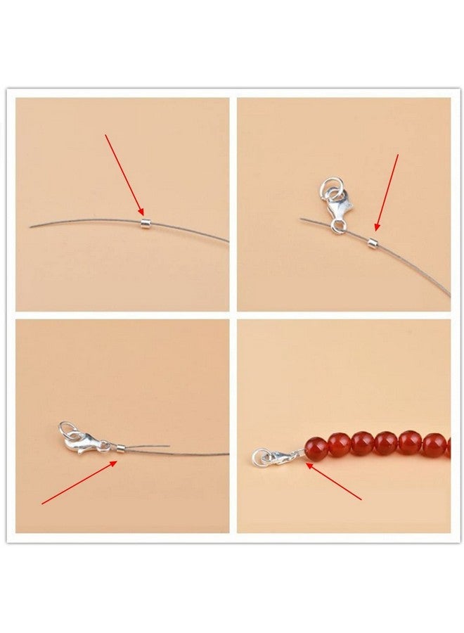 La Jolie Jasmin 500 Pieces Crimp Tube Beads 5 Colors Plated Brass Tube Beads Column Stoppers To Secure The Ends Of Jewelry Strings, Crimping Tube Accessories For Diy Jewelry Making Ornament (2X2Mm) (Silver) - Image 4