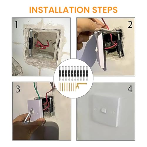 Serplex® Electric Wall Socket Repair Kit for 86 Type Wall Socket, with 10Pcs ABS Insulation Pillars, 10 Screws and 1 Wrench Tool, Electric Wall Socket and Switch Repair Kit for 86mm Faceplates - Image 4