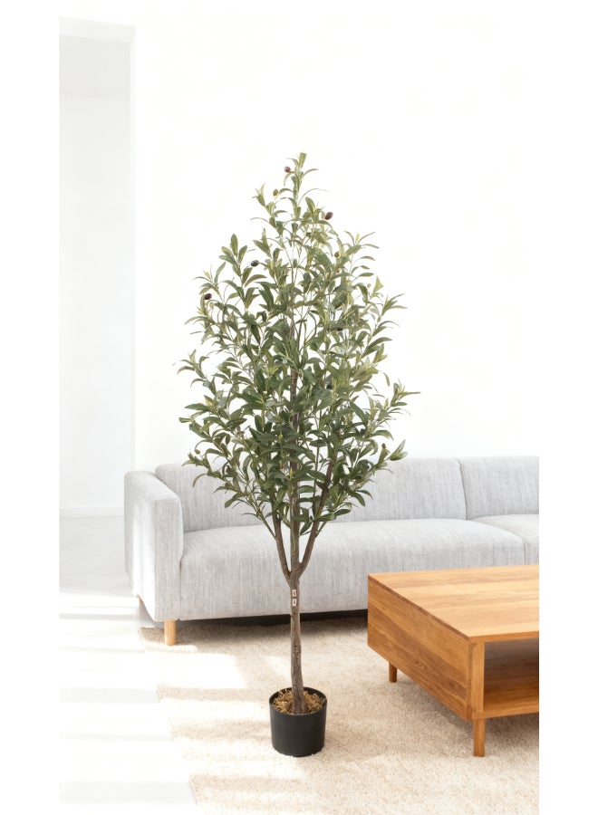 ايست من نون شجرة زيتون صناعية بارتفاع 160 سم (5.2 قدم) مع وعاء | نبات أرضي بتصميم وملمس واقعي - أخضر | شجرة بت texture طبيعي زخرفي للمنزل، غرفة المعيشة، غرفة الدراسة ومكاتب العمل - Image 2