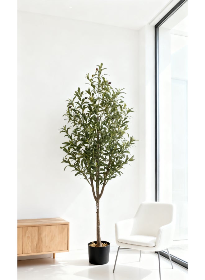 Olive 160cm (5.2 ft) Tall Artificial Tree with Pot | Floor Plant with Lifelike Design & Texture - Green | Decorative Natural Texture Tree for Home, Living Room, Study & Office spaces