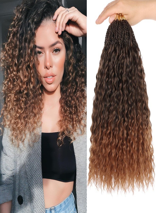 Xtrend شعر كروشيه برازيلي مجعد بني أومبري من Xtrend 8 عبوات 14 بوصة مع حلقات مسبقة ، خصلات مجعدة دقيقة ، شعر كروشيه صناعي بموجة مائية وموجة عميقة للنساء السود (30 خصلات/عبوة، T30#) - Image 1
