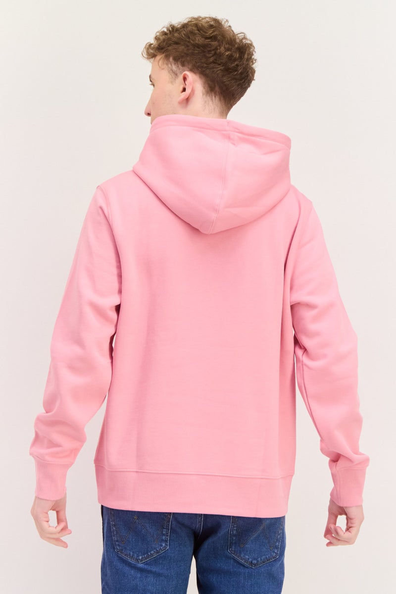 ESPRIT Men Hooded Brand Logo Long Sleeves Sweatshirt, Pink - Image 3