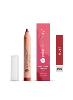 Color Chemistry Color Chemistry Lip and Cheek Crayon Rust LC16, 2.49 g | Vegan, Ultra-Matte Finish, Non-Drying & Long-Lasting | Creamy, Hydrating Formula in 16 Shades for All Skin Tones | Multi-Use for Lips & Cheeks  - Image 1