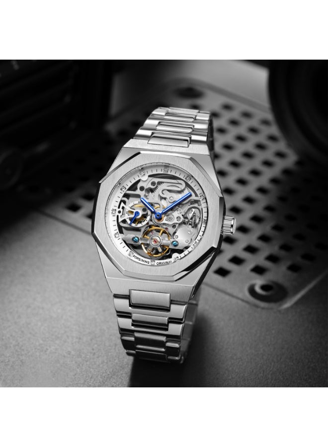 Forsining Men's Fashionable Casual Skeleton Mechanical Flywheel Automatic Watch - 42mm - Image 5