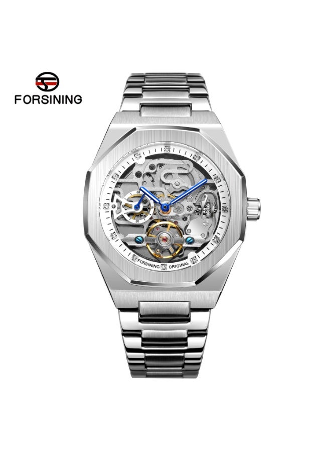Forsining Men's Fashionable Casual Skeleton Mechanical Flywheel Automatic Watch - 42mm - Image 2