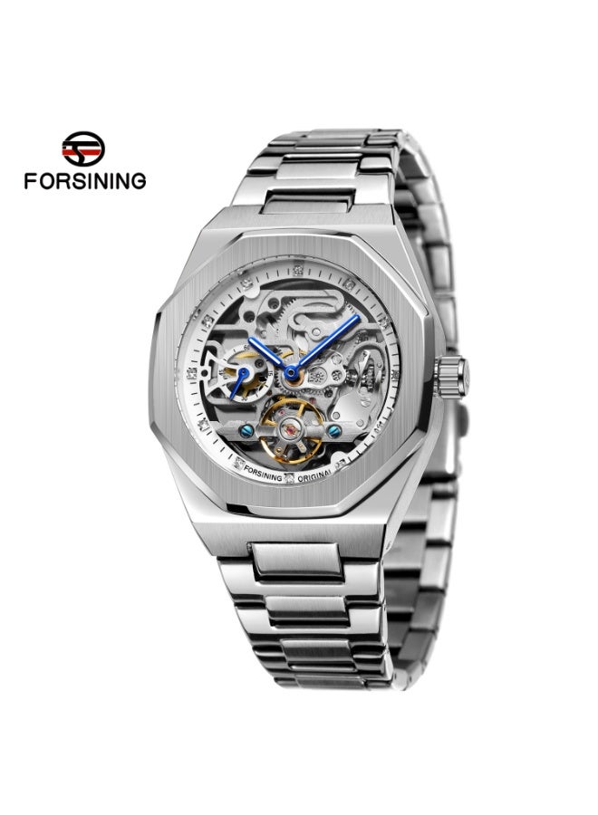 Forsining Men's Fashionable Casual Skeleton Mechanical Flywheel Automatic Watch - 42mm - Image 1