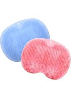 Remagr 2 Pieces Shower Foot Scrubber Mat Silicone Shower Foot Massager Back Washer for Shower Back Scrubber Exfoliate Feet Scrubber with Non Slip Suction Cups Foot Cleaner for Men and Women, 2 Colors 