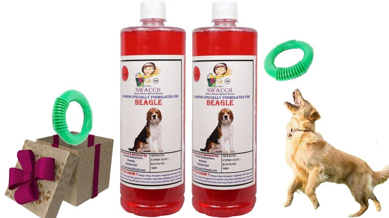 swacch Shampoo | Puppy Safe Shampoo | PH Balanced | Beagle Dog Shampoo 1 Litre Pack of 2 Jasmine + | O PVC Ring Rubber Chew Toy | Teething Chew Toy I Dental Teething I Durable I Combo Pack - Image 1