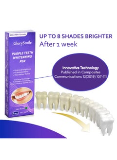 Glory Smile 3Pcs V34 Purple Teeth Whitening Pen Kit Portable Effective Brightening Painless Low Sensitivity Easy to Use Dental Care to Improve Brightness and Correct Teeth Color and Create Beautiful White Smile  - Image 5