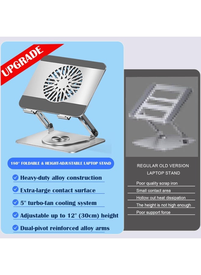360° Rotatable Laptop Cooling Stand with 12-inch Turbo Fan, Adjustable Height for 10-17.3 inch Laptops - Image 4