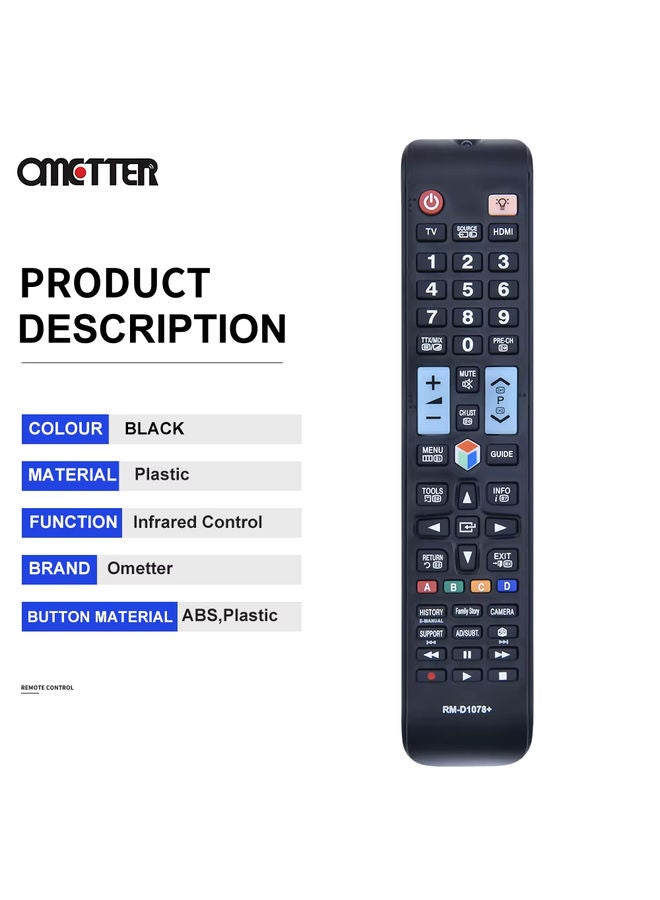 OMETTER RM-D1078+ Universal LCD Replacement Simplicity for Samsung Smart TV Remote Control
