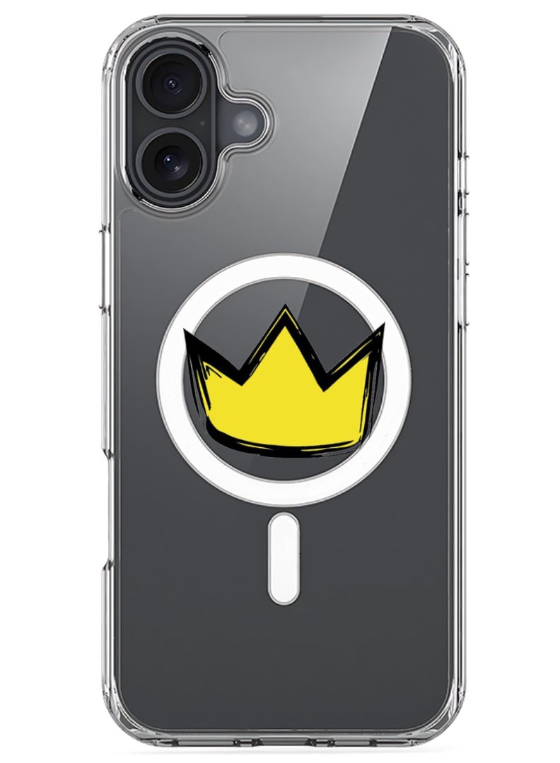 Theodor iPhone 16 Magsafe Magnetic Case Compatible with Wireless Charging, Shockproof Phone Bumper Cover - Yellow Crown - Image 1