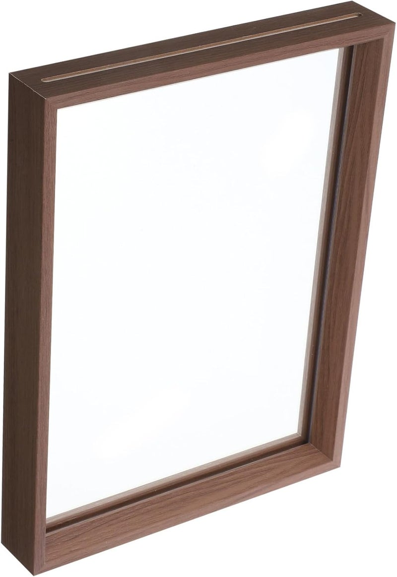 FUOYLOO Double-sided Desk Photo Frame A4 Walnut Wood Floating Desktop Picture Holder Office Tabletop Display Frame - Image 1