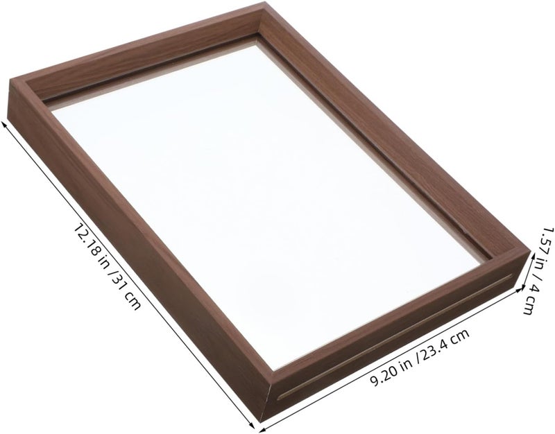 FUOYLOO Double-sided Desk Photo Frame A4 Walnut Wood Floating Desktop Picture Holder Office Tabletop Display Frame - Image 2