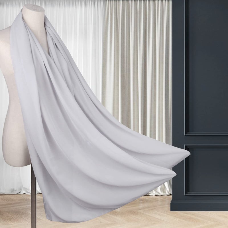 Ladiery Chiffon Shawl Wraps for Women Evening Dresses, Elegant Soft Sheer Shawls for formal dressy Bride Wedding Silver - Image 3