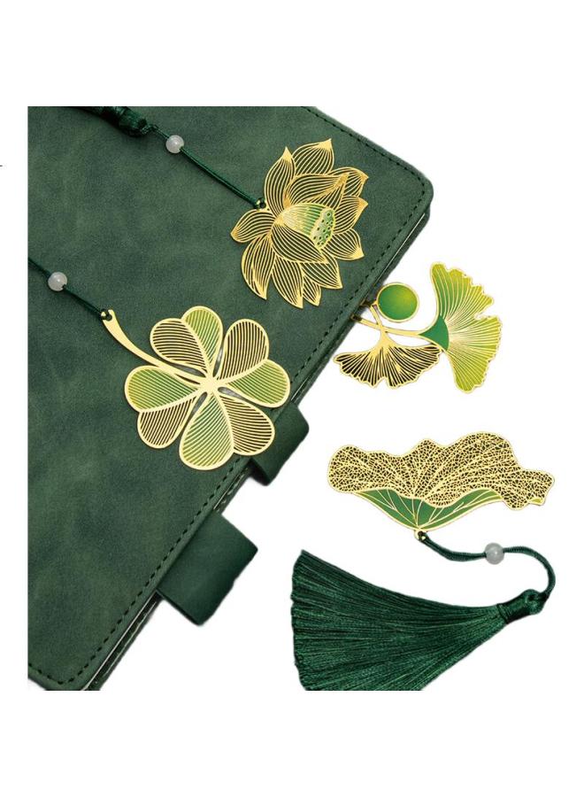 Tianse Brass Bookmark Gift Box, Classical Chinese Style Vintage Gift, Metal Graduation Souvenir, Teacher'S Day Gift, For Men And Women, Annual Meeting Birthday, 4 Pieces/Box, Ts-5882 Colorful Leaf Veins - Image 3