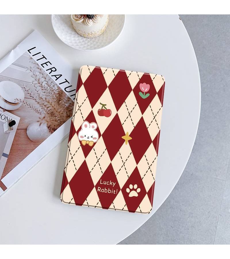 Multicolored Faux Leather Floral Bunny Tablet Case For Samsung Galaxy S6 With Sleep Wake Function - Image 4
