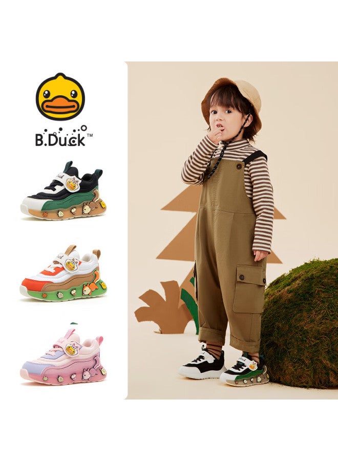 B.duck Children's Sports Shoes, Boys And Girls Student Fashion Lightweight Casual Shoes, 3049a Black And Beige, Size 26 - Image 1