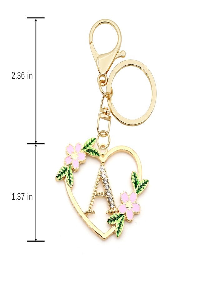 Elechobby Heart Shape Letter Keychain - Cute Aceessory for Women,Sister,Mom,Bestie, Handbag Backpack Charm,Car Keyring (Gold-A) - Image 3