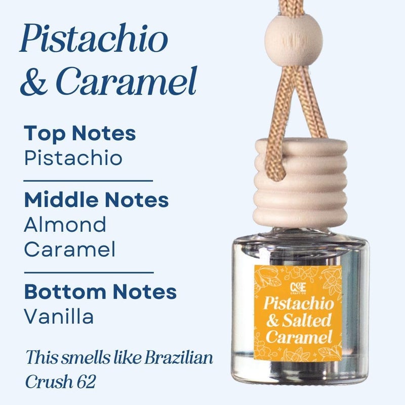 CE CRAFT معطرات هواء للسيارة من - موزع معطر هواء معلق للسيارة - زجاجة قابلة لإعادة الاستخدام مع رائحة زيت سيارة طويلة الأمد - عبوة من 2، فستق + ياسمين برازيلي - Image 3